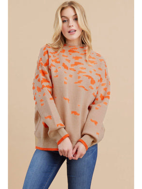 Fall Ready Sweater | Orange/Taupe
