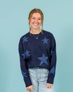 Star Print Sweater | Navy