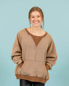Sam Two Tone Pullover | Brown