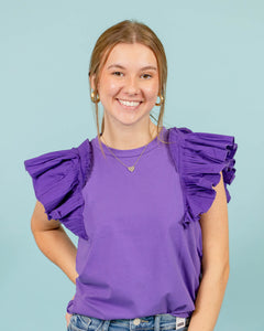 Mia Ruffle Sleeve Top | Purple