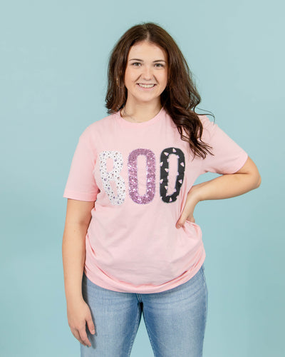Boo Applique T-Shirt | Pink
