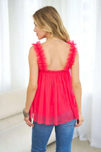 Load image into Gallery viewer, Anna Ruffle Sleeve Tulle Top | Pink