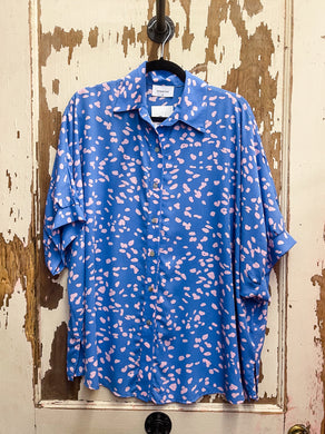 Rowan Oversized Spotted Button Down Shirt | Pink and Blue