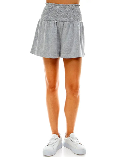 Callie Knit Smocked Shorts | Grey
