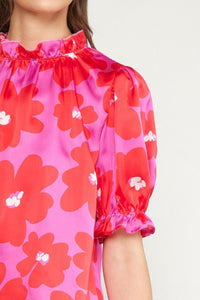 Carson Flower Top | Pink and Red
