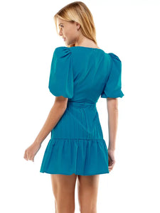 Catherine V- Neck Pleated Dress | Blue