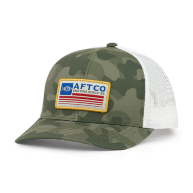 AFTCO Crossbar Trucker Hat | Green Camo