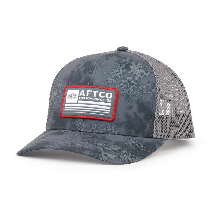 AFTCO Crossbar Trucker Hat  Charcoal Acid Camo – Burlap & Lace