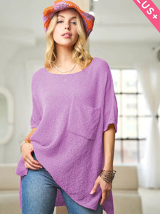 Curvy Halle Knit Short Sleeve Top | Lilac