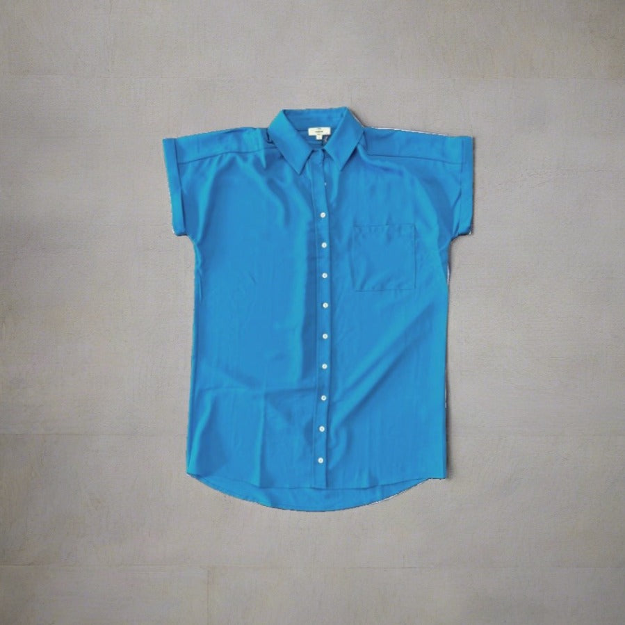 Button Down Pocket Dress | Blue