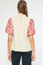 Load image into Gallery viewer, Embroidered Sleeve Top | Natural