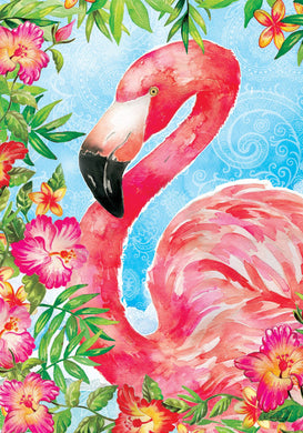 Floral Flamingo Garden Flag