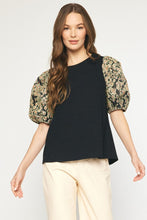 Load image into Gallery viewer, Floral Sleeve Top | Black