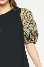 Load image into Gallery viewer, Floral Sleeve Top | Black