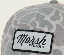 Load image into Gallery viewer, Marsh Wear Script Trucker Hat | Dark Green Mallard Camo