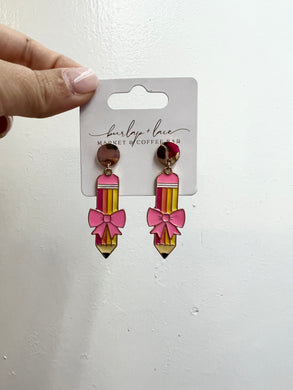 Pencil and Bow Earrings