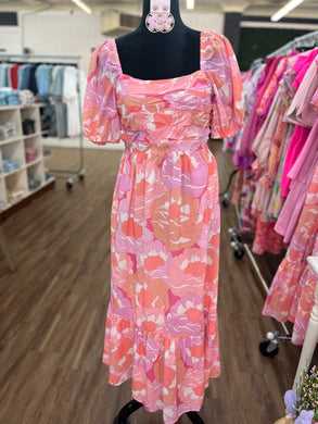 Abstract Midi Dress | Pink
