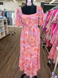 Abstract Midi Dress | Pink