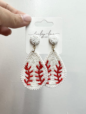 Teardrop Baseball Earrings