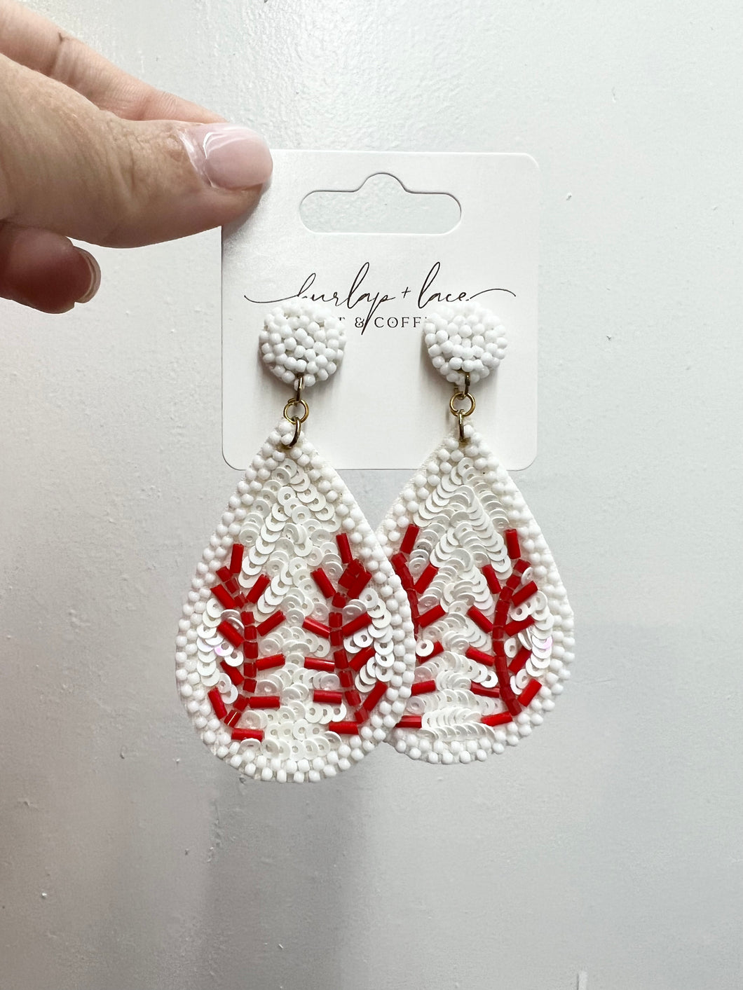 Teardrop Baseball Earrings