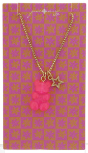 Kids Hot Pink Gummy Bear Necklace