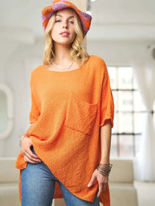Halle Knit Short Sleeve Top | Orange