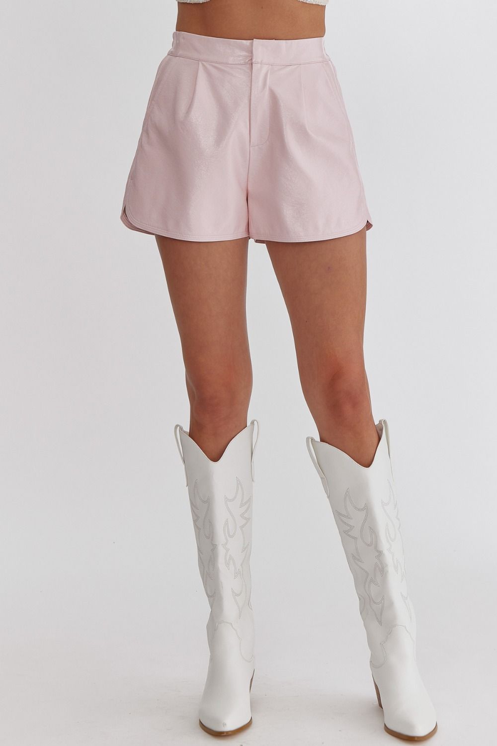 High Waisted Pocket Shorts | Light Pink