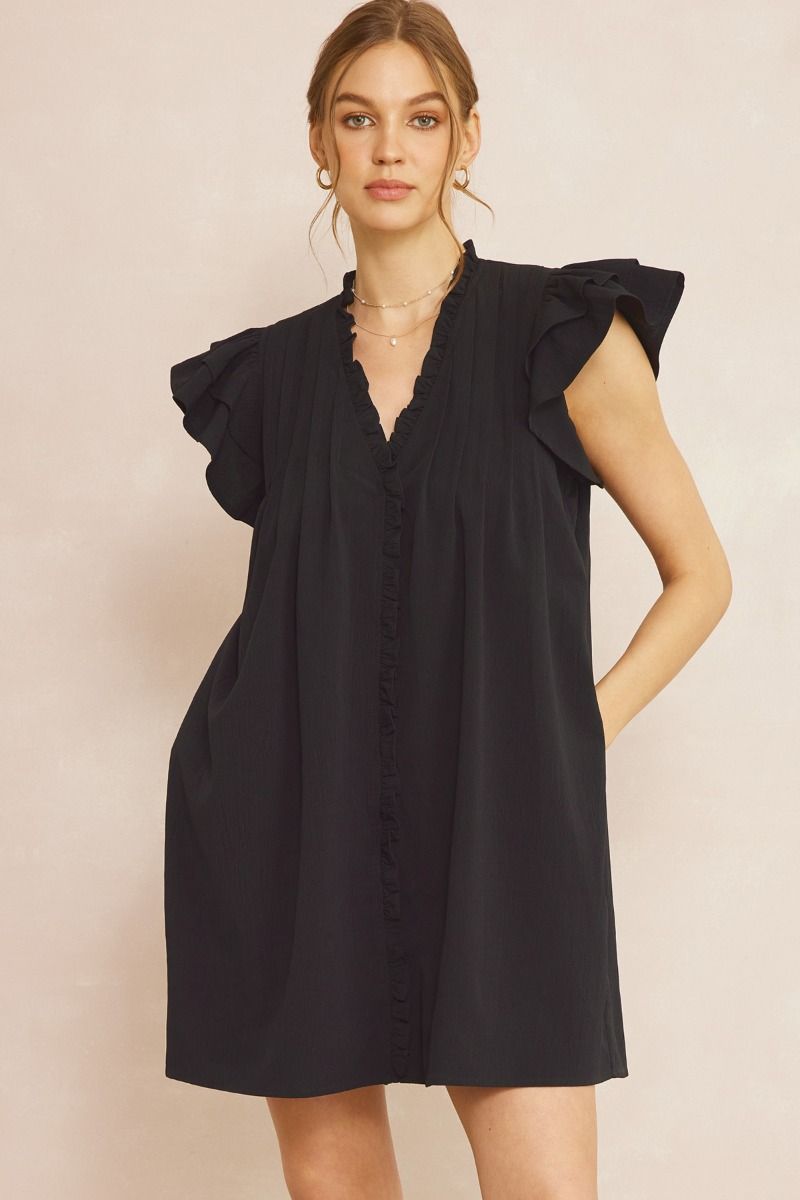 Mallie Ruffle Detail Dress | Black
