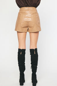 Faux Leather High Waisted Shorts | Mocha