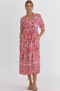 Paisley Print Dress | Fuchsia