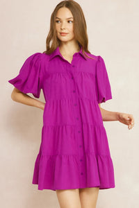 Puff Sleeve Tiered Dress | Violet