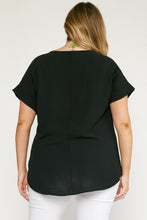 Load image into Gallery viewer, Curvy Rolled Sleeve Top | Black