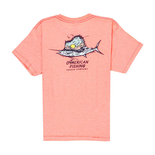 AFTCO Youth Sailfishing T-Shirt | Neon Peach Heather