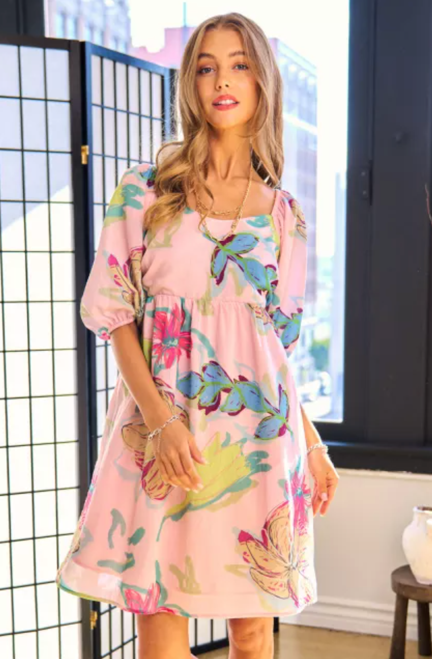 Maria Floral Dress | Pink