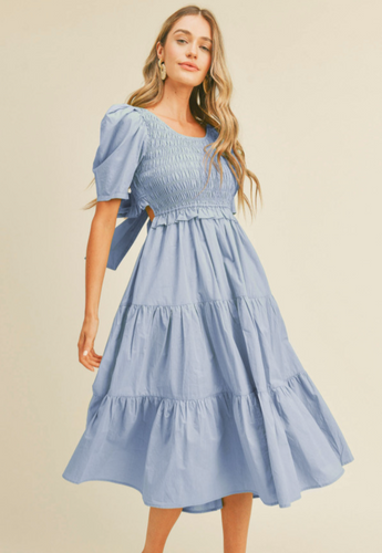 Holly Smocked Bow Dress | Blue