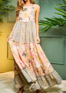 Evelyn Vintage Floral Midi Dress