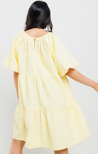 Zoe Textured Tiered Dress | Yellow