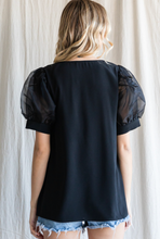 Load image into Gallery viewer, Bailey Organza Puff Sleeve Top | Black