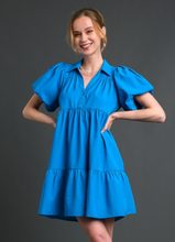 Load image into Gallery viewer, Evie Tiered Collared Dress | Blue