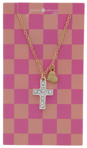 Kids Silver Cross and Gold Heart Necklace