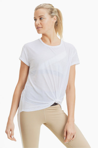 Taylor Sheer Striped Tee | White