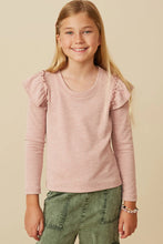 Load image into Gallery viewer, Youth Girls Ruffle Detail Knit Top | Mauve