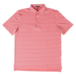 Youth Bayside Stripe Performance Polo | Coral-Navy-White