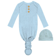 Load image into Gallery viewer, Baby Blue Gown &amp; Beanie Set