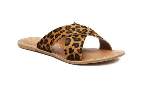 Pebble Tan Leopard Slide Sandals