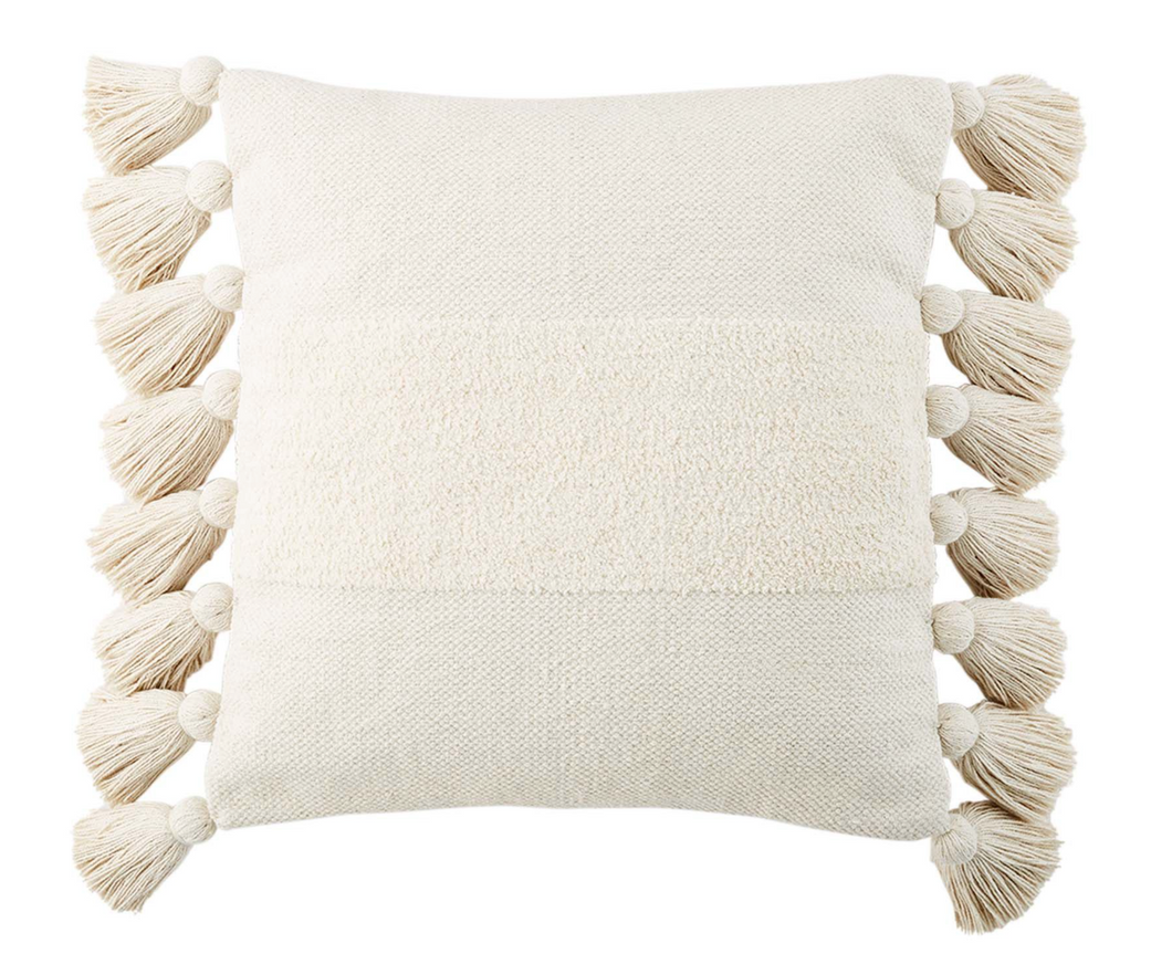 Square Cream Tassel Pillow