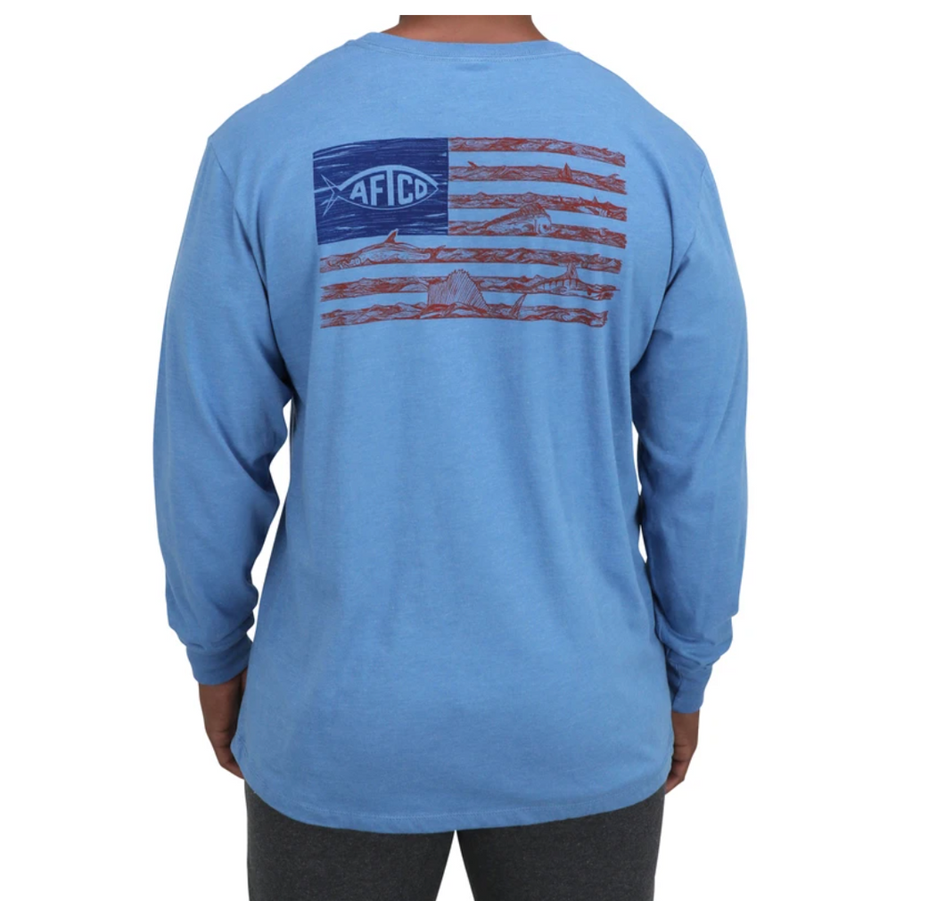 AFTCO Wavy Long Sleeve T-Shirt | Glass Heather