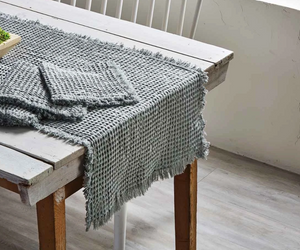 Waffle Weave Table Runner | Grey