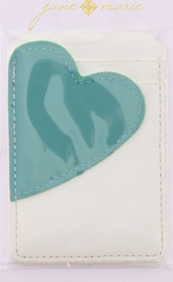 Phone Wallet | White with Mint Heart
