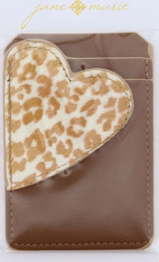 Phone Wallet | Tan with Cheetah Heart